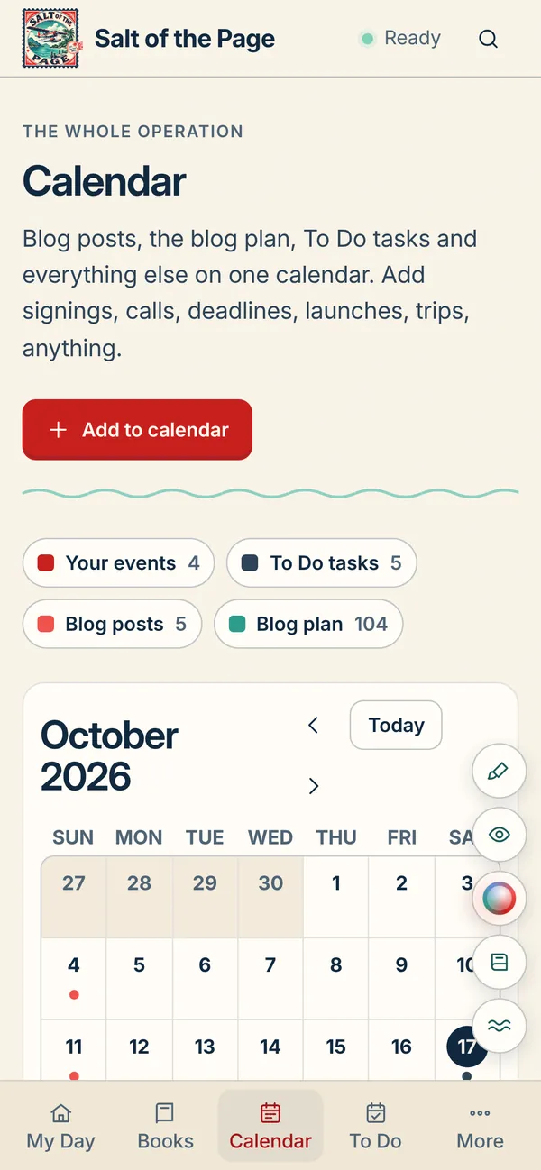 The calendar on a phone